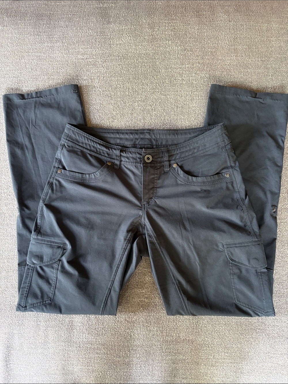 KUHL FreeFlex Roll-Up Pants Koal Dark Gray Black Lightweight Size 4 Petite